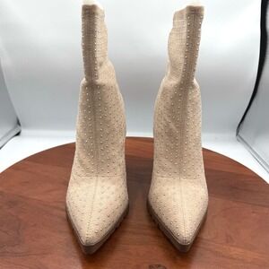 Charles by Charles David Danielle Studded Ankle Boots Beige Suede Women 8.5 Glam